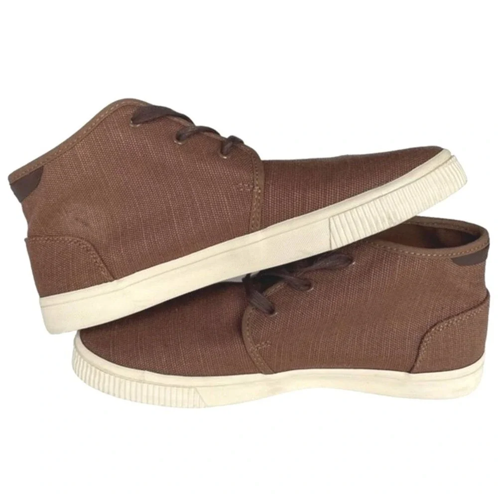 TOMS Mens Brown Canvas Chukka Boots Lace Up Casual‎ Shoes Size 7
